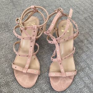 Mauve suede sandals